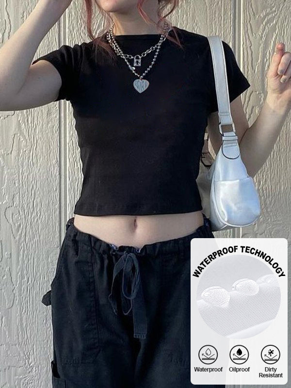 Love Letter Print Short Sleeve Crop Top