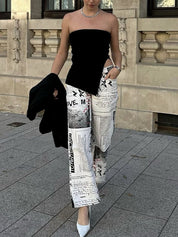 White Split Asymmetric Bandeau Top