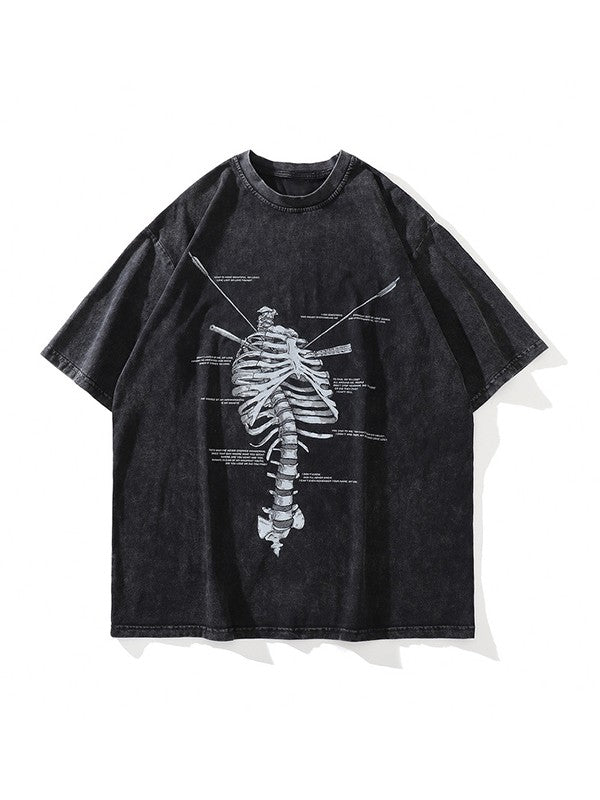 Men's Washed Vintage Skeleton Short Sleeve Tee
