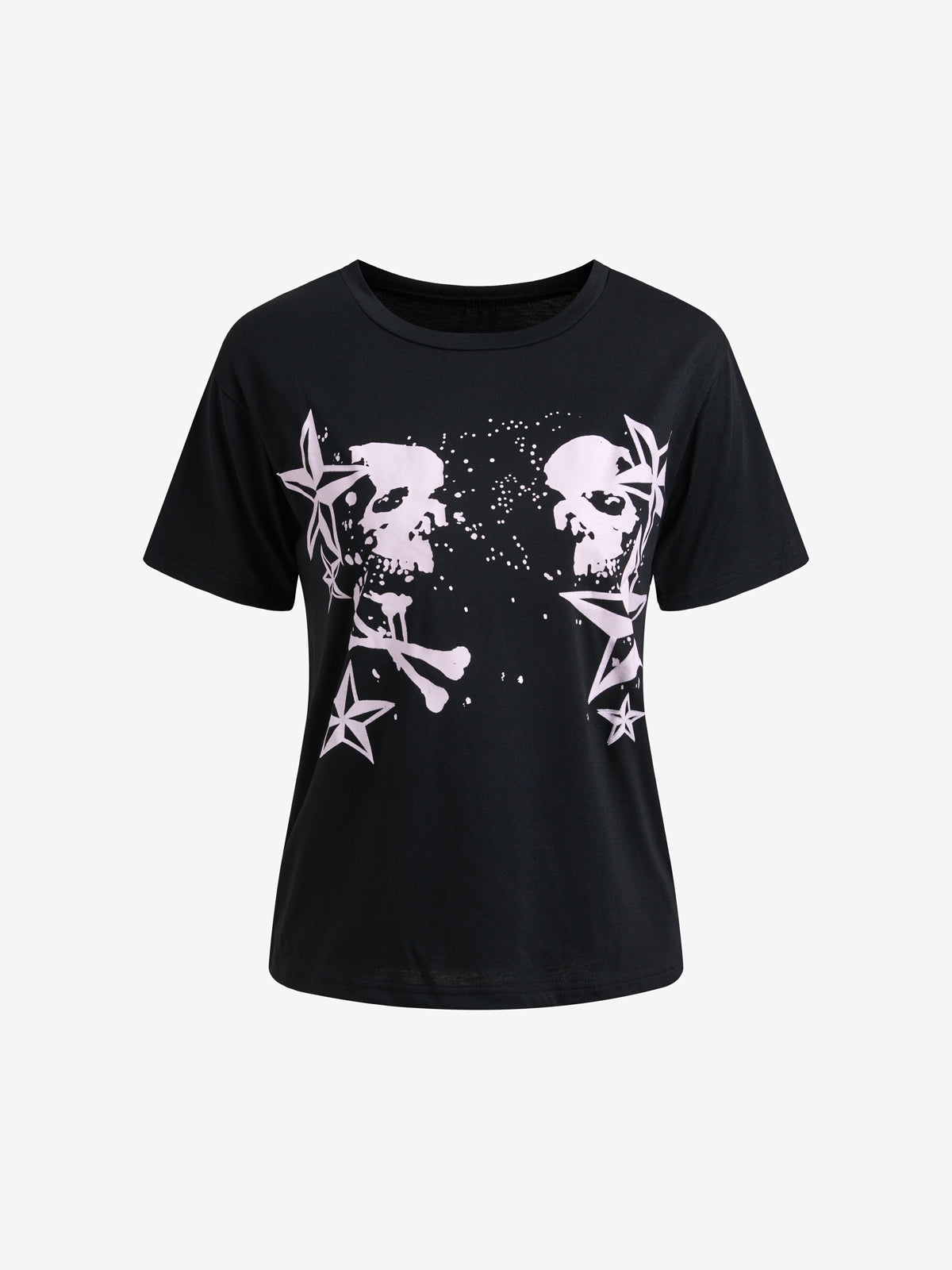 Short Sleeve Black  Skull  Graphic Oversized Tee