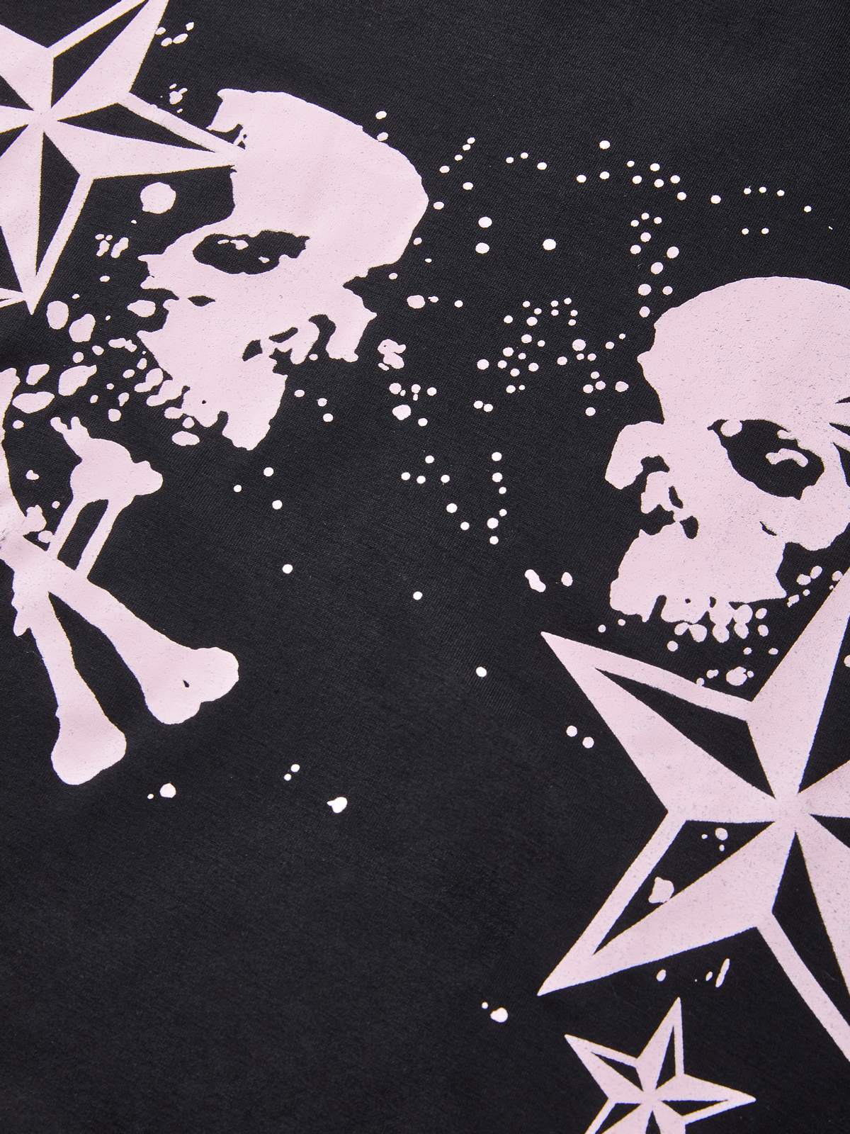 Short Sleeve Black  Skull  Graphic Oversized Tee