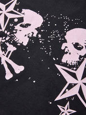 Short Sleeve Black  Skull  Graphic Oversized Tee