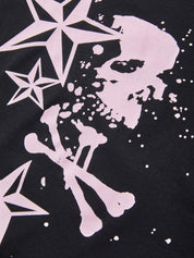Short Sleeve Black  Skull  Graphic Oversized Tee