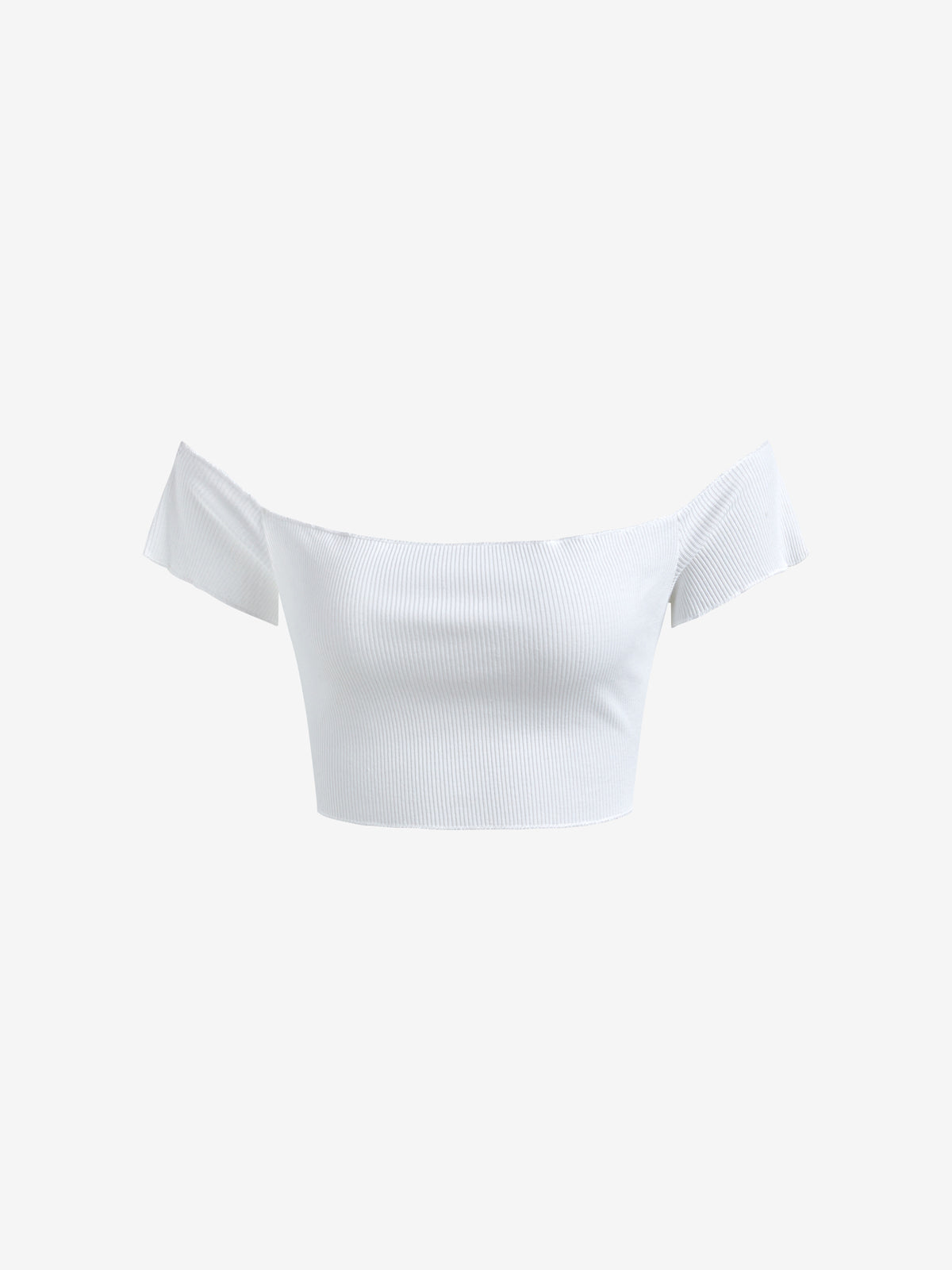 Ribbed Off Shoulder White Crop Top
