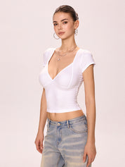 Plunge Neck Backless Crop Top