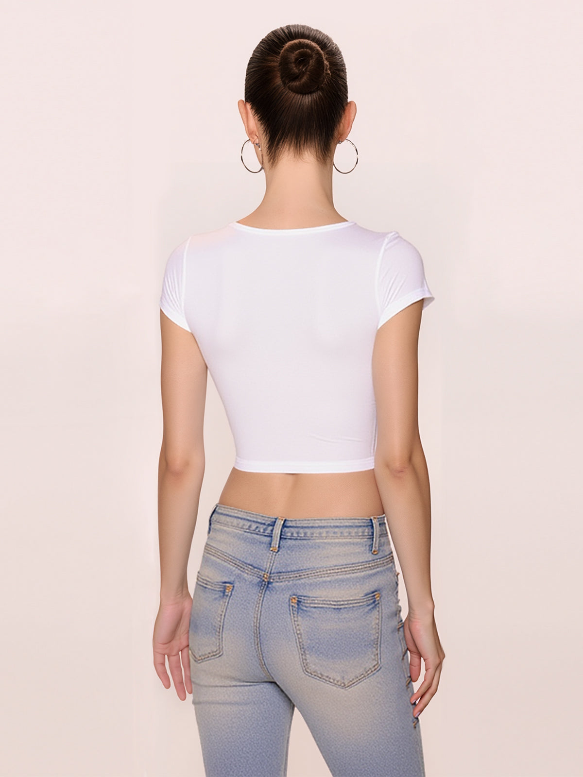 Plunge Neck Backless Crop Top