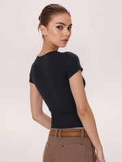 Lace Paneled Short Sleeve Tee