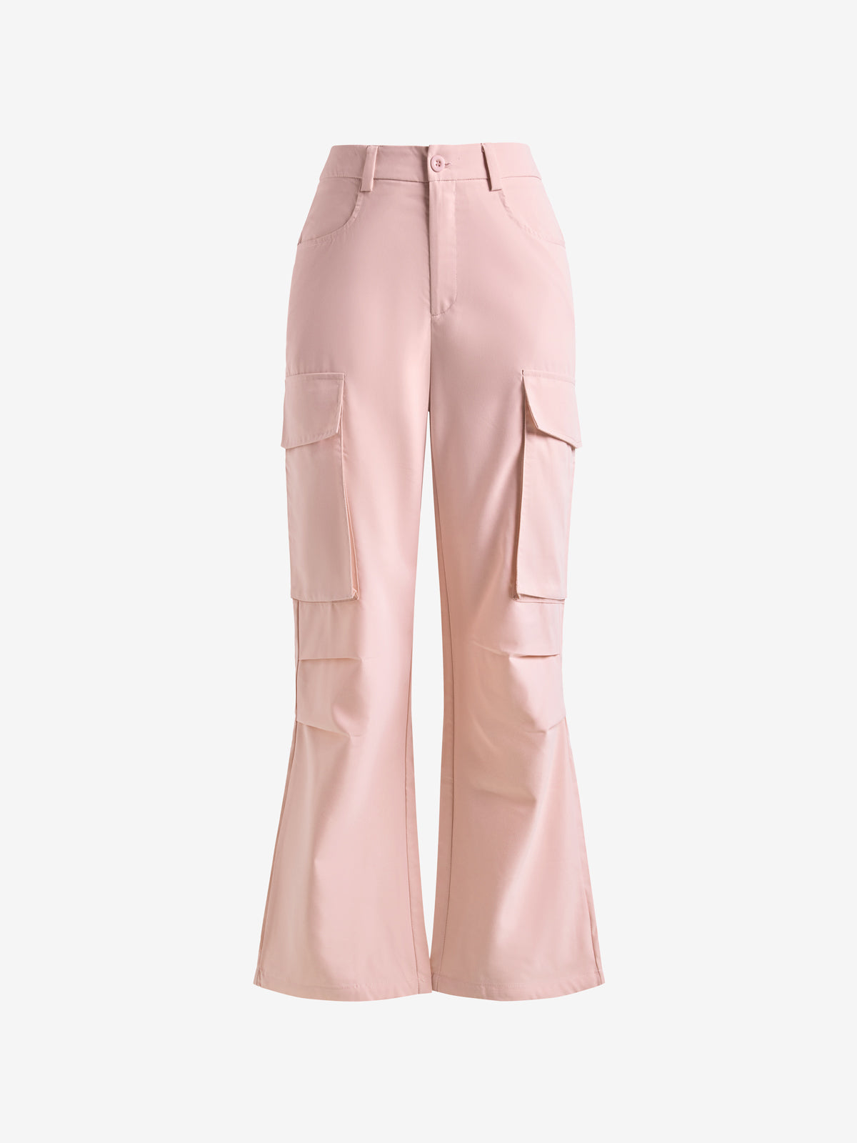 Ruched Pink Straight Leg Cargo Pants