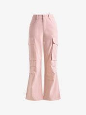 Ruched Pink Straight Leg Cargo Pants