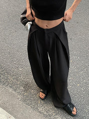 Pleated Baggy Black Tailored Pants