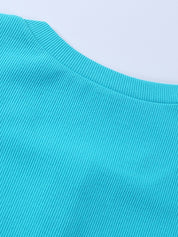 Short Sleeve Button Up Ribbed Top