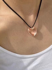 Stone Heart Charm Necklace
