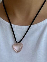 Stone Heart Charm Necklace