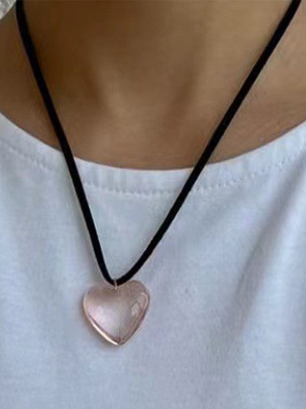 Stone Heart Charm Necklace
