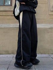 Men's Contrast Paneled Loose Parachute Pants