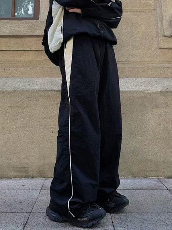 Men's Contrast Paneled Loose Parachute Pants
