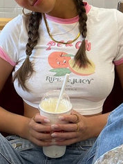 Cropped Juicy Peach Ringer Tee