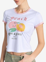 Cropped Juicy Peach Ringer Tee