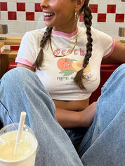 Cropped Juicy Peach Ringer Tee