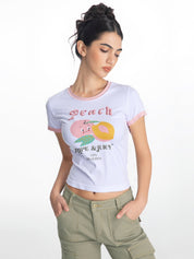 Cropped Juicy Peach Ringer Tee