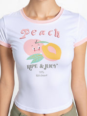 Cropped Juicy Peach Ringer Tee