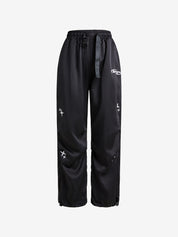 Starry Black Baggy Parachute Pants