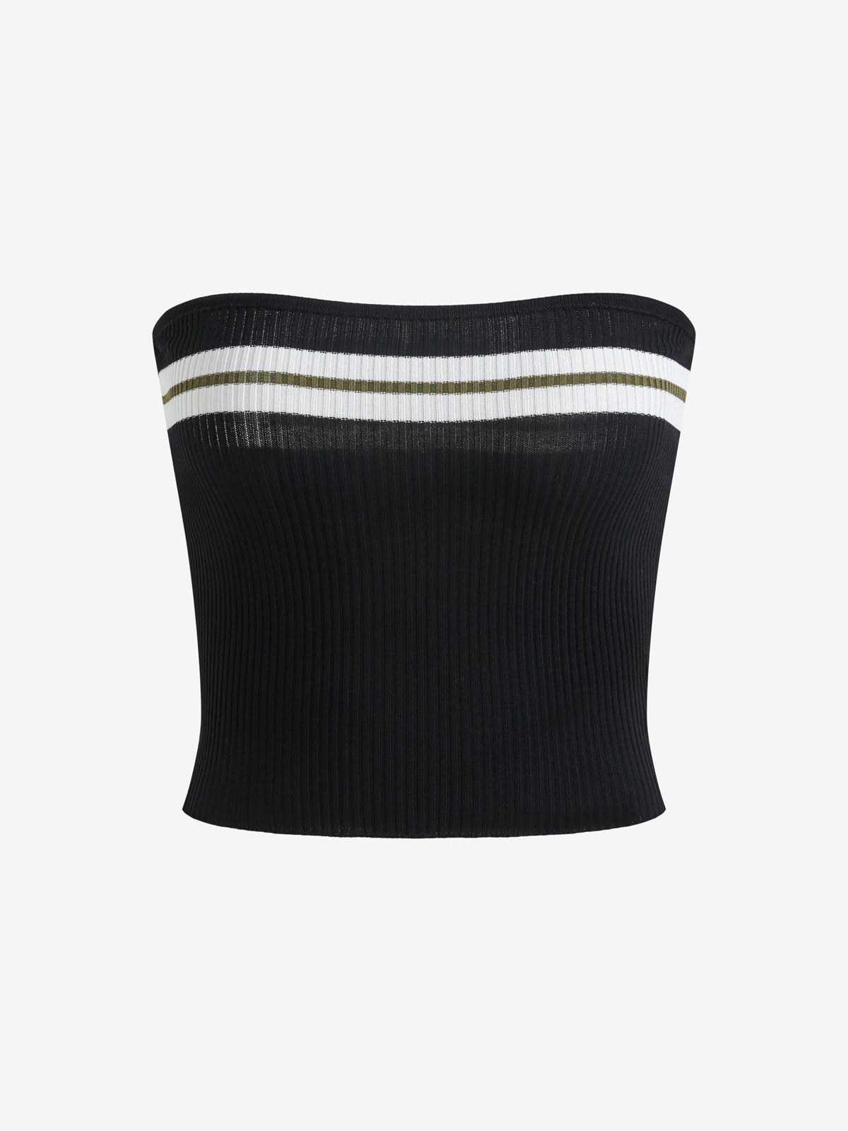 Knit Striped Bandeau Crop Top