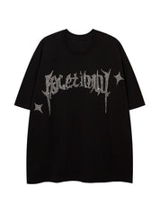 Men's Rhinestone Letter Short Sleeve Tee