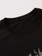 Men's Rhinestone Letter Short Sleeve Tee