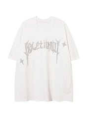Men's Rhinestone Letter Short Sleeve Tee
