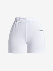White Straight Leg Sweat Shorts