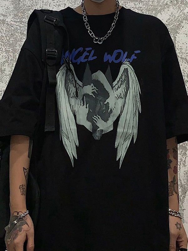 Men's Angel Wolf Short Sleeve Graphic Tee