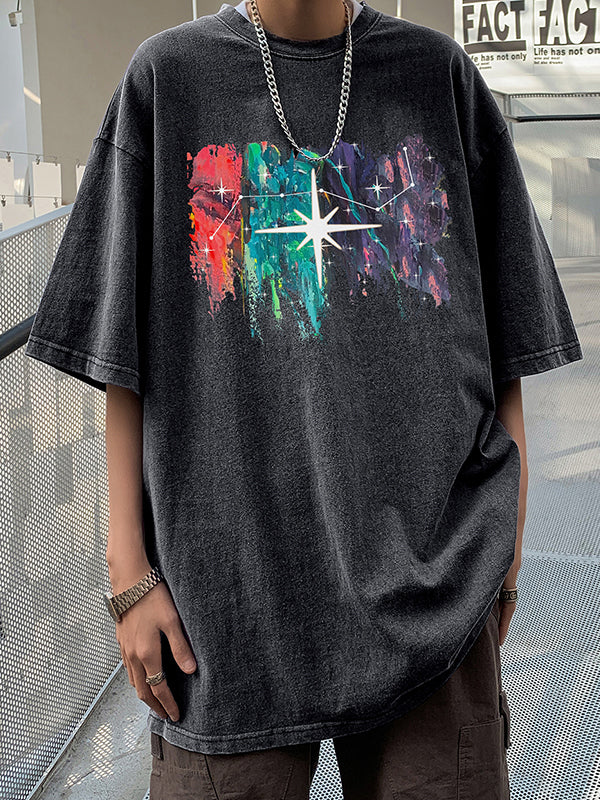 Men's Street Print Oversized Short Sleeve Tee