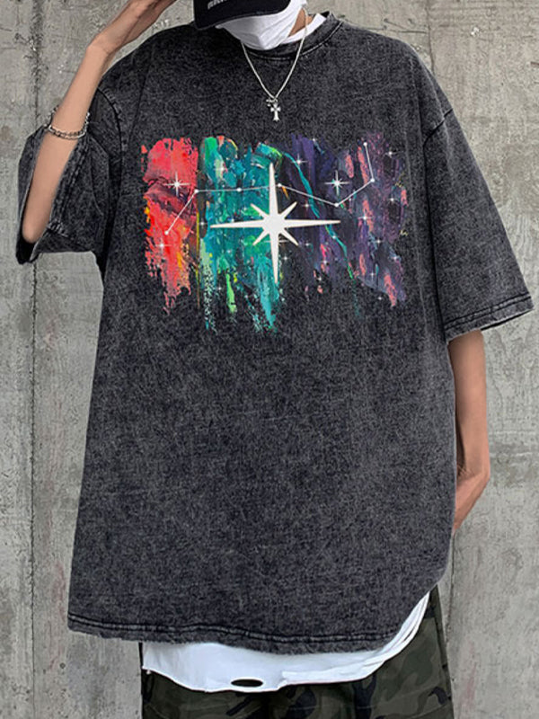 Men's Street Print Oversized Short Sleeve Tee
