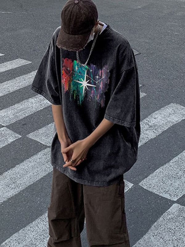 Men's Street Print Oversized Short Sleeve Tee