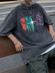 Men's Street Print Oversized Short Sleeve Tee