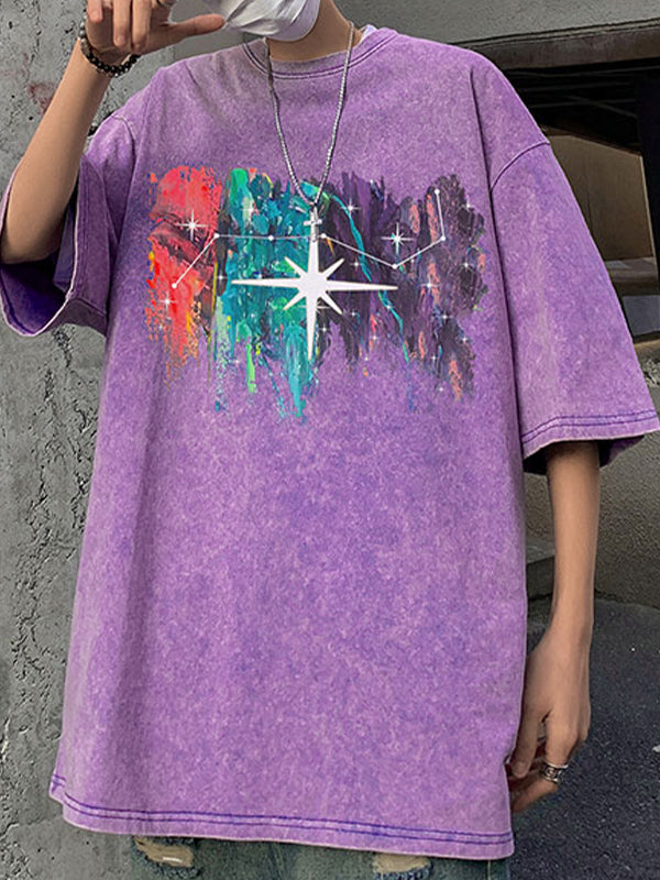 Men's Street Print Oversized Short Sleeve Tee
