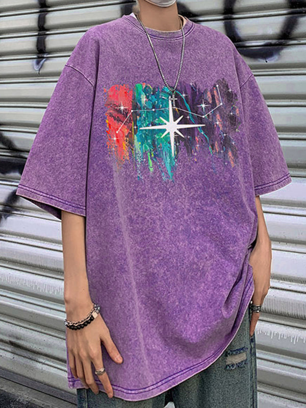 Men's Street Print Oversized Short Sleeve Tee