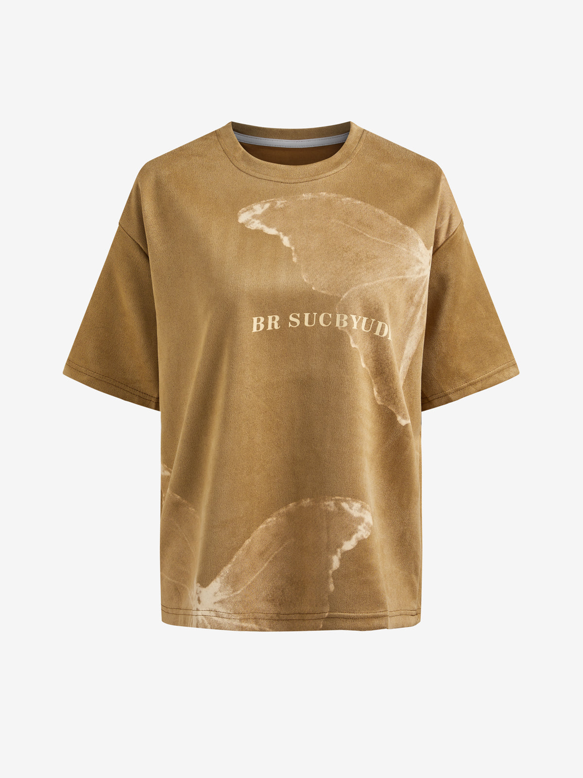 Men's Faux Suede Butterfly Print Short Sleeve Oversized Tee