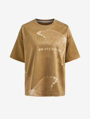 Men's Faux Suede Butterfly Print Short Sleeve Oversized Tee