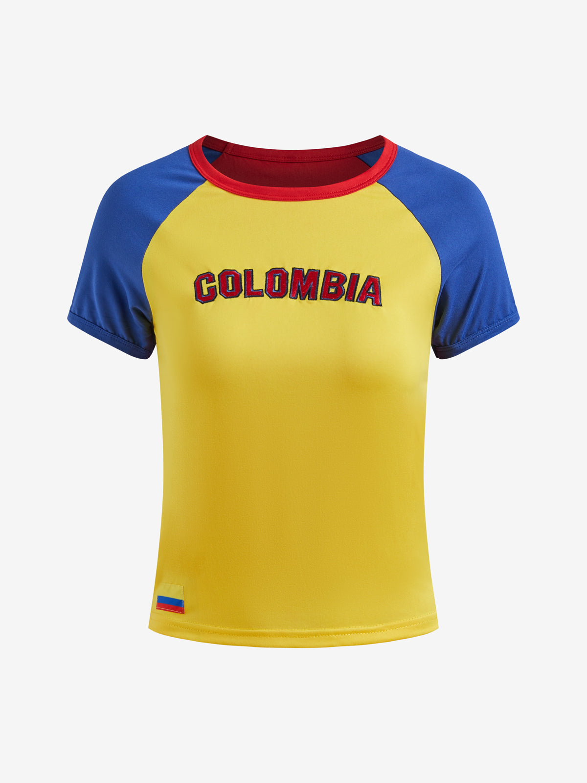 Retro Raglan Contrast Color Short Sleeve Cropped Top