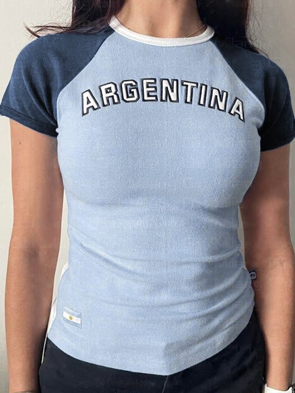 Vintage Raglan Short Sleeve Crop Top
