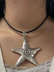 Pentagram Heart Crystal Pendant Necklace