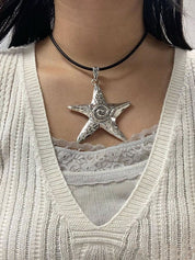 Pentagram Heart Crystal Pendant Necklace