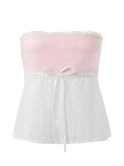 Contrast Lace Bandeau Crop Top