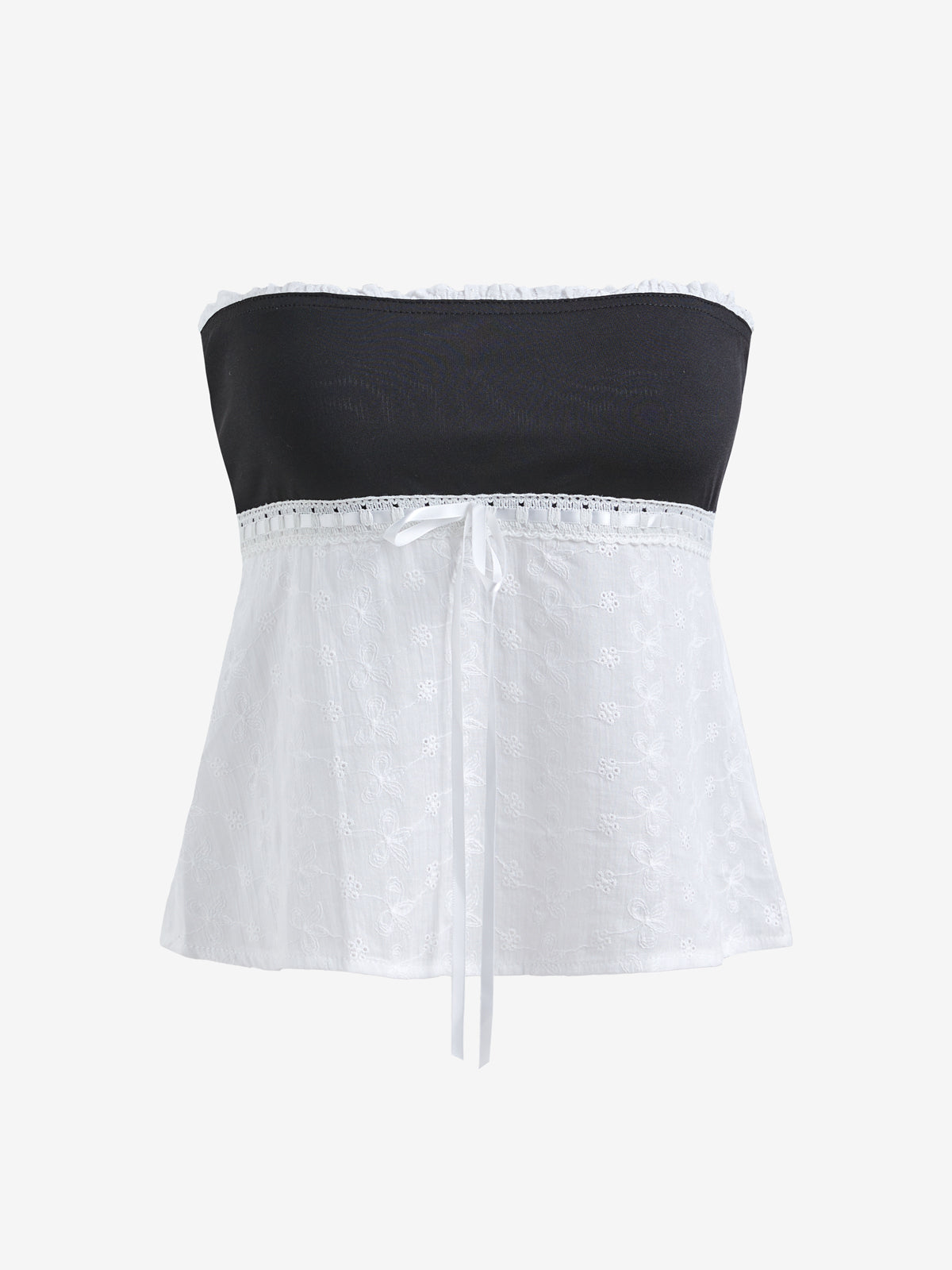 Contrast Lace Bandeau Crop Top