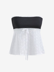 Contrast Lace Bandeau Crop Top