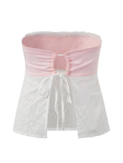 Contrast Lace Bandeau Crop Top
