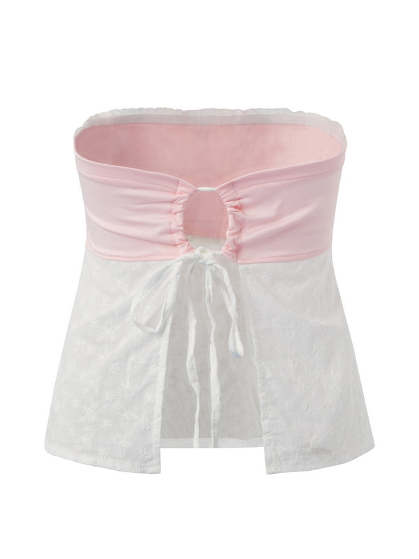 Contrast Lace Bandeau Crop Top