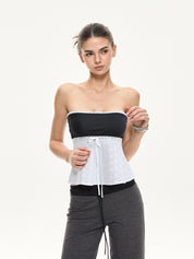 Contrast Lace Bandeau Crop Top